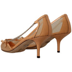 Dolce & Gabbana Peach Mesh Leather Chains Heels Pumps Shoes LA9583 - 39