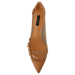Dolce & Gabbana Peach Mesh Leather Chains Heels Pumps Shoes LA9583 - 39