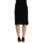PLEIN SUD Black High Waist Pencil Knee Length Viscose Skirt SKI1620 - 38