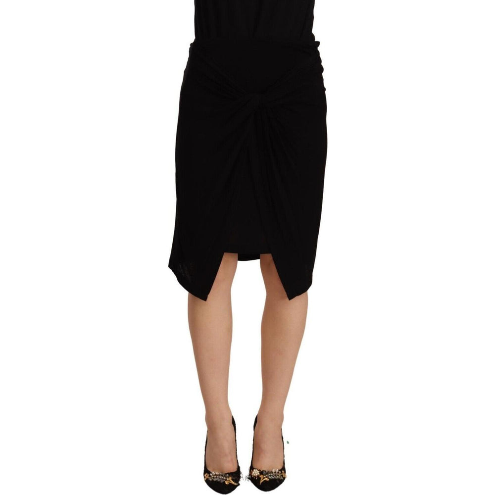 PLEIN SUD Black High Waist Pencil Knee Length Viscose Skirt SKI1620 - 38