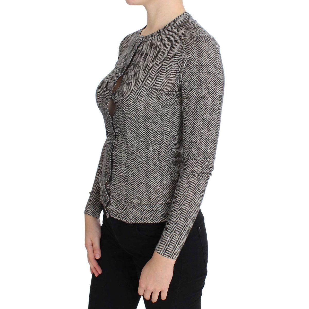 Dolce & Gabbana Elegant Black and White Wool Cardigan Dolce & Gabbana Dark Slate Gray