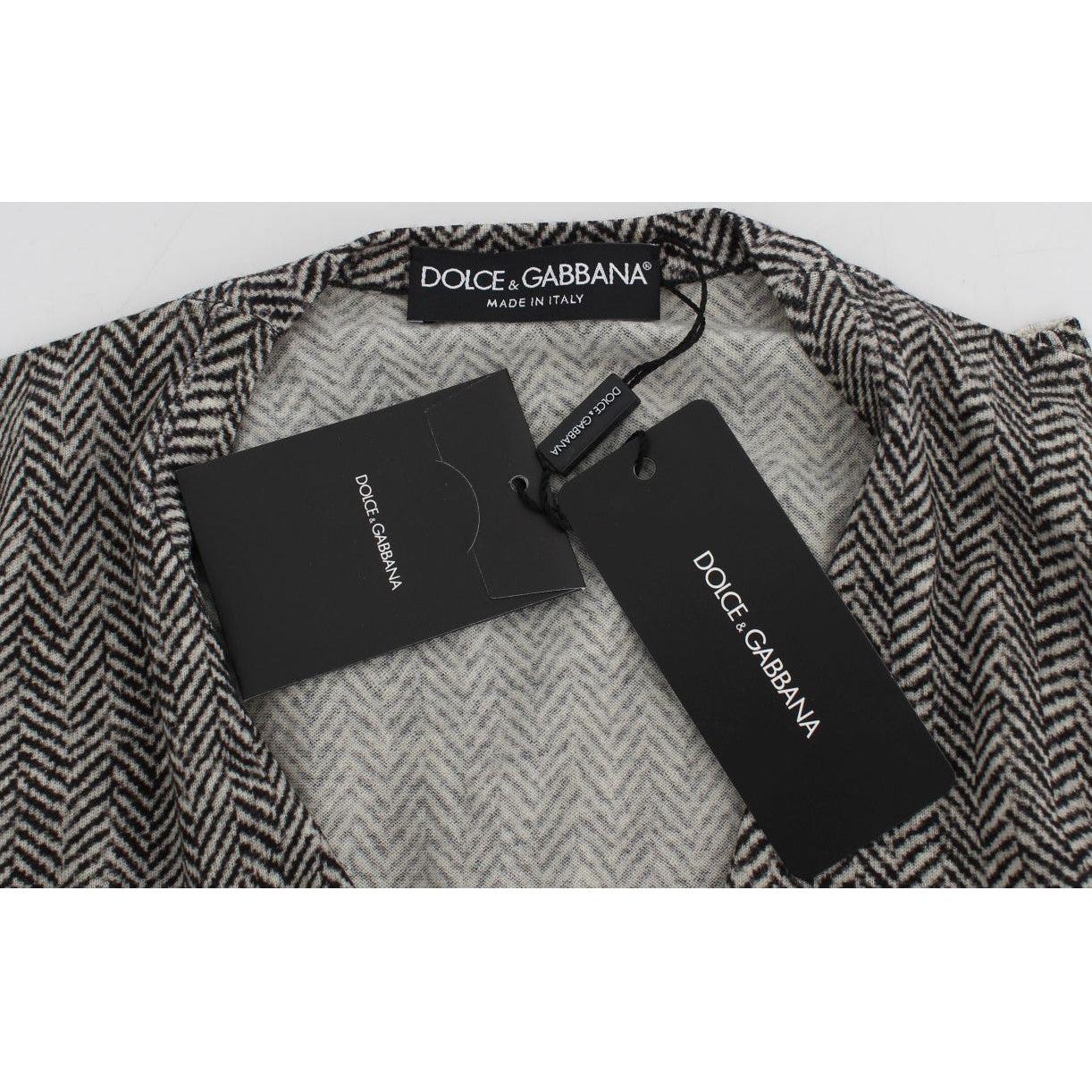 Dolce & Gabbana Elegant Black and White Wool Cardigan Dolce & Gabbana Dark Slate Gray