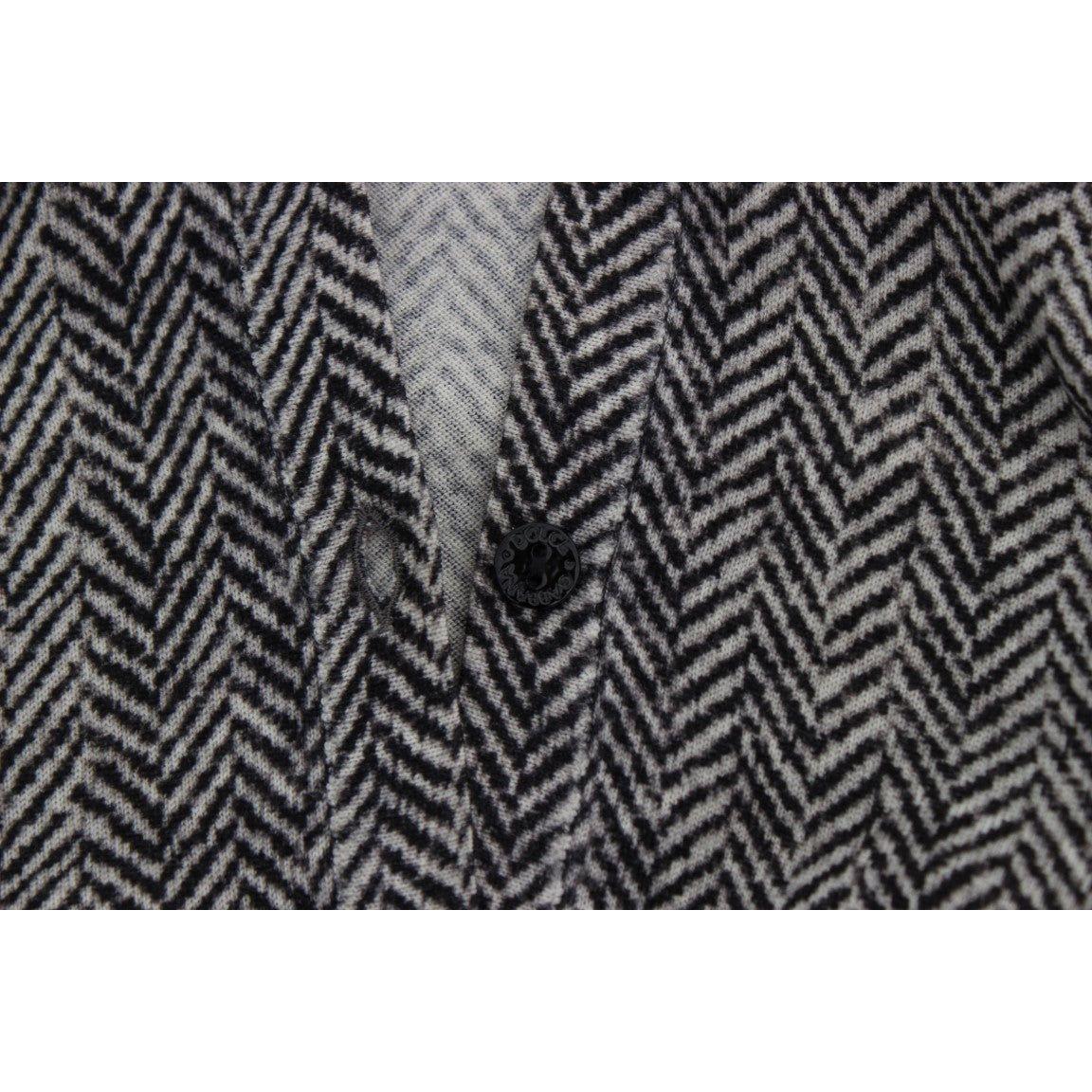 Dolce & Gabbana Elegant Black and White Wool Cardigan Dolce & Gabbana Dark Slate Gray