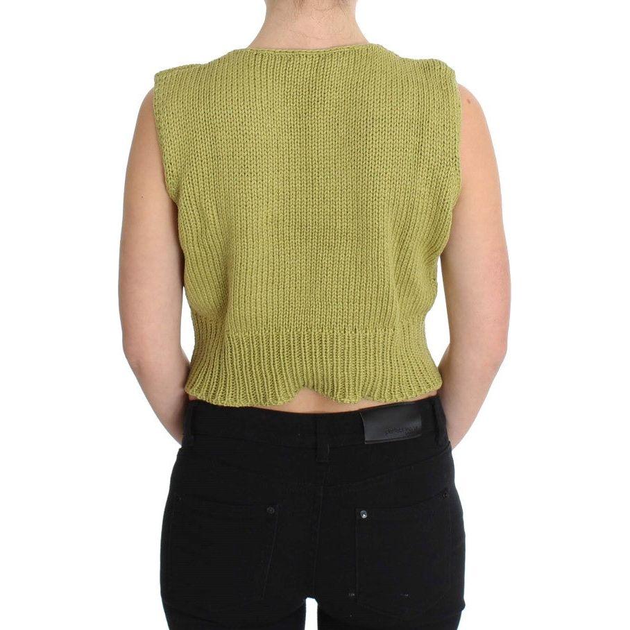 PINK MEMORIES Elegant Green Sleeveless Vest Sweater PINK MEMORIES Dark Khaki