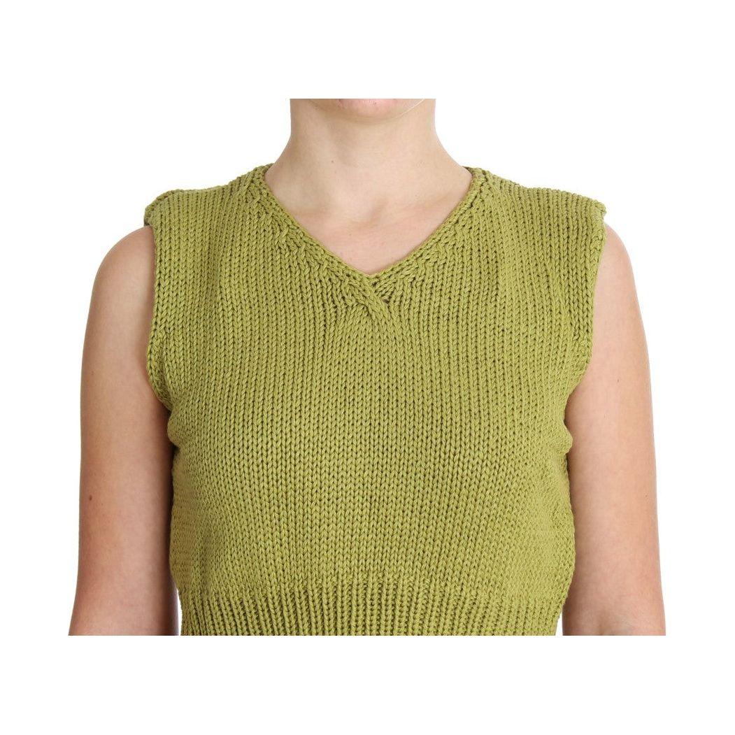 PINK MEMORIES Elegant Green Sleeveless Vest Sweater PINK MEMORIES Dark Khaki