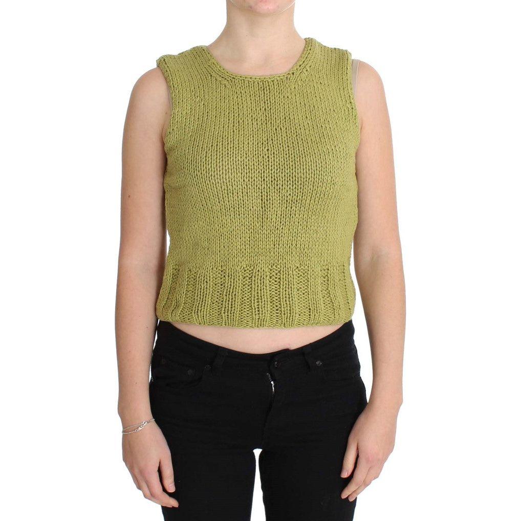 PINK MEMORIES Chic Green Knitted Sleeveless Vest Sweater PINK MEMORIES Dark Khaki