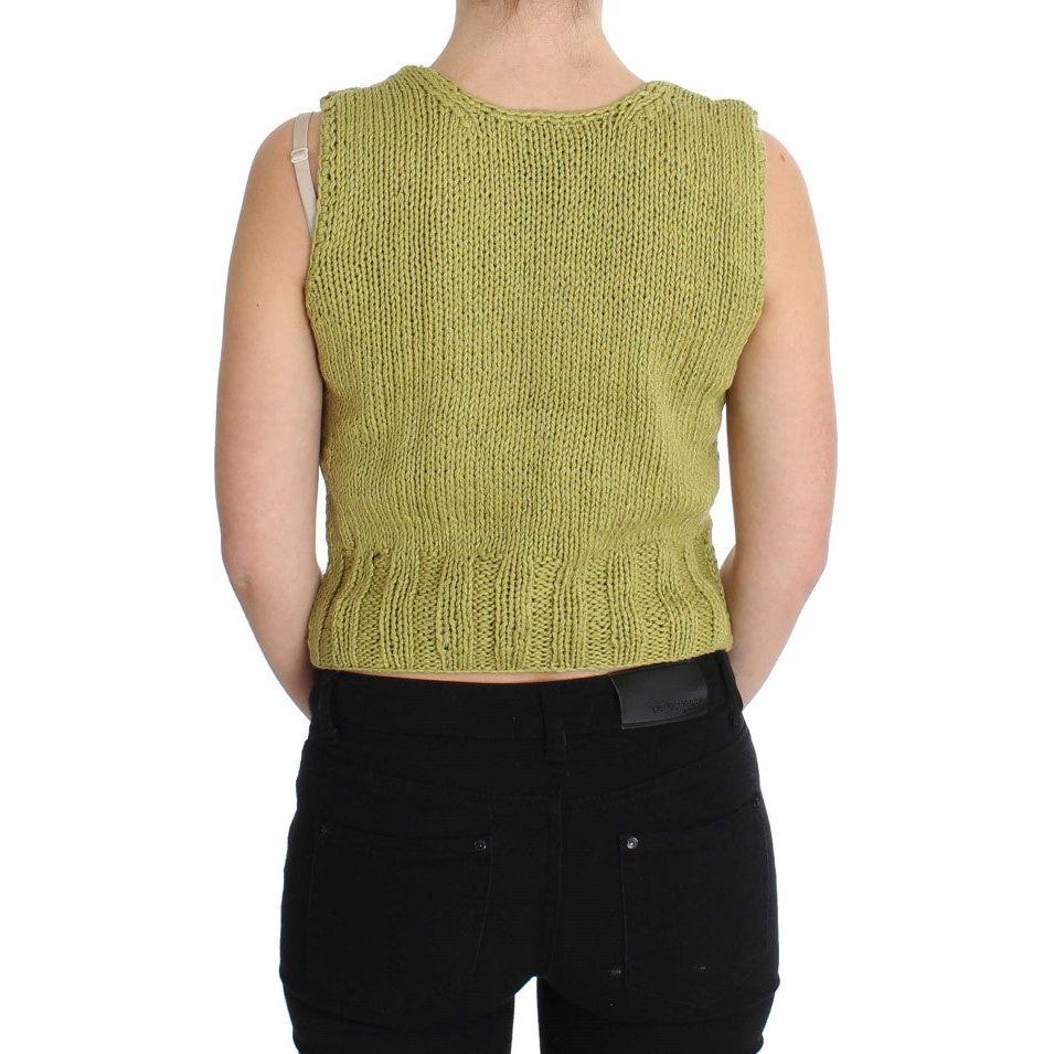 PINK MEMORIES Chic Green Knitted Sleeveless Vest Sweater PINK MEMORIES Dark Khaki
