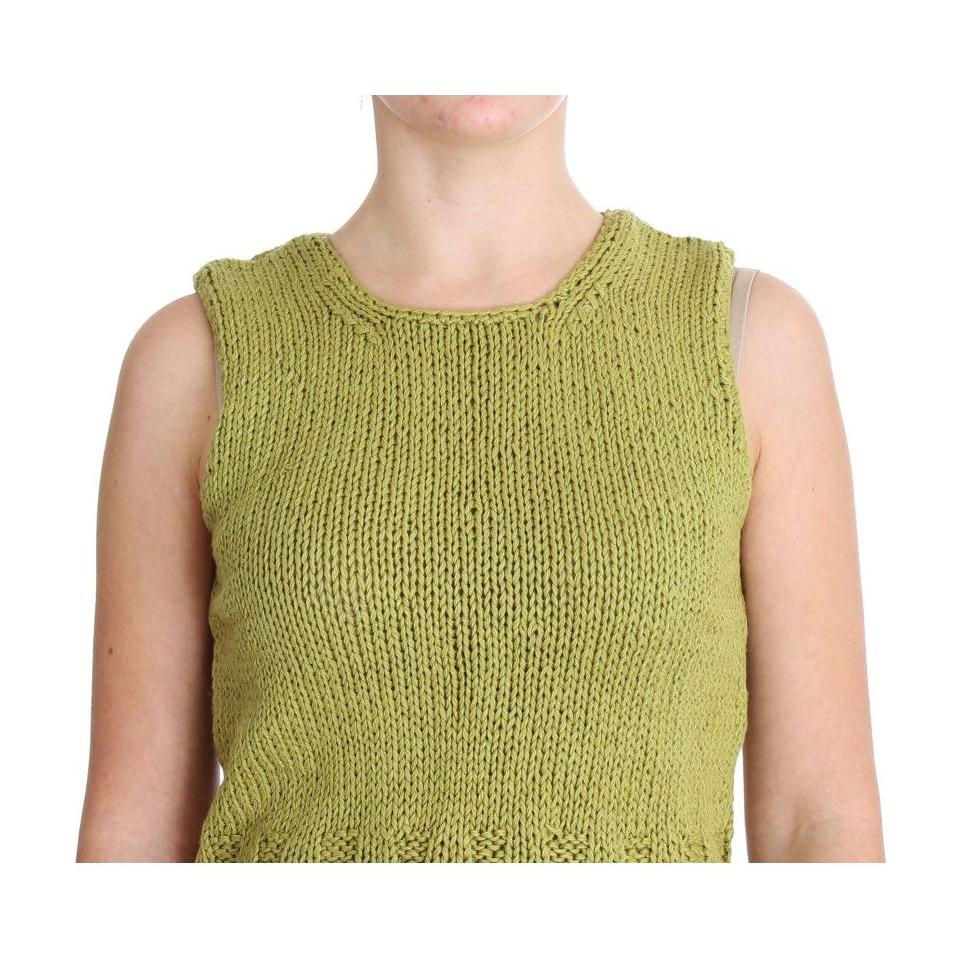 PINK MEMORIES Chic Green Knitted Sleeveless Vest Sweater PINK MEMORIES Dark Khaki