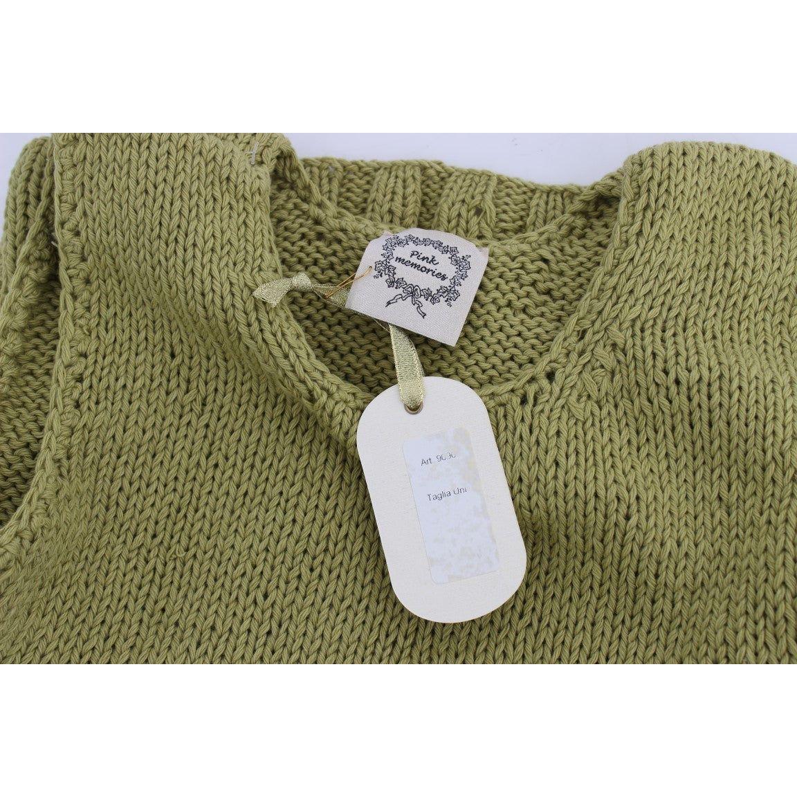 PINK MEMORIES Chic Green Knitted Sleeveless Vest Sweater PINK MEMORIES Dim Gray