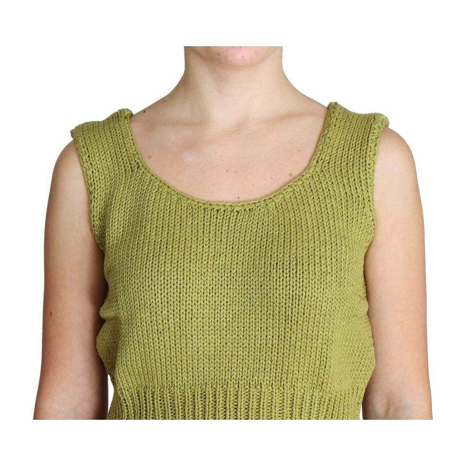 PINK MEMORIES Elegant Green Knit Sleeveless Vest Sweater PINK MEMORIES Dark Khaki