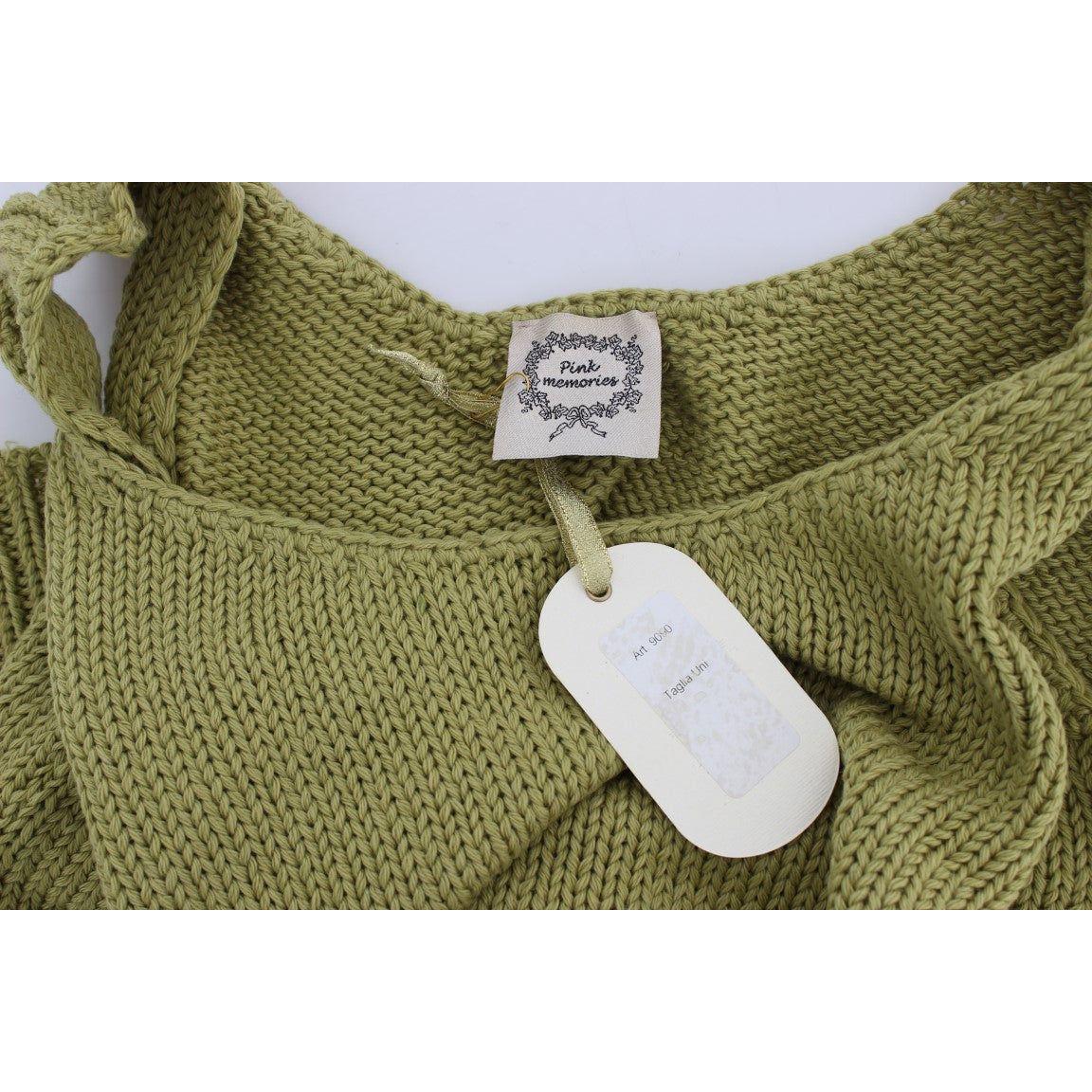 PINK MEMORIES Elegant Green Knit Sleeveless Vest Sweater PINK MEMORIES Dim Gray