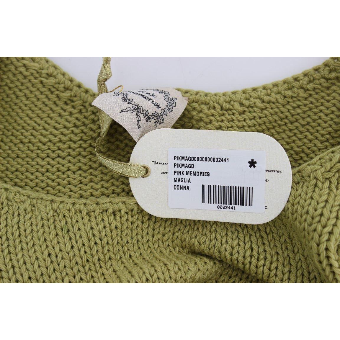 PINK MEMORIES Elegant Green Knit Sleeveless Vest Sweater PINK MEMORIES Dim Gray