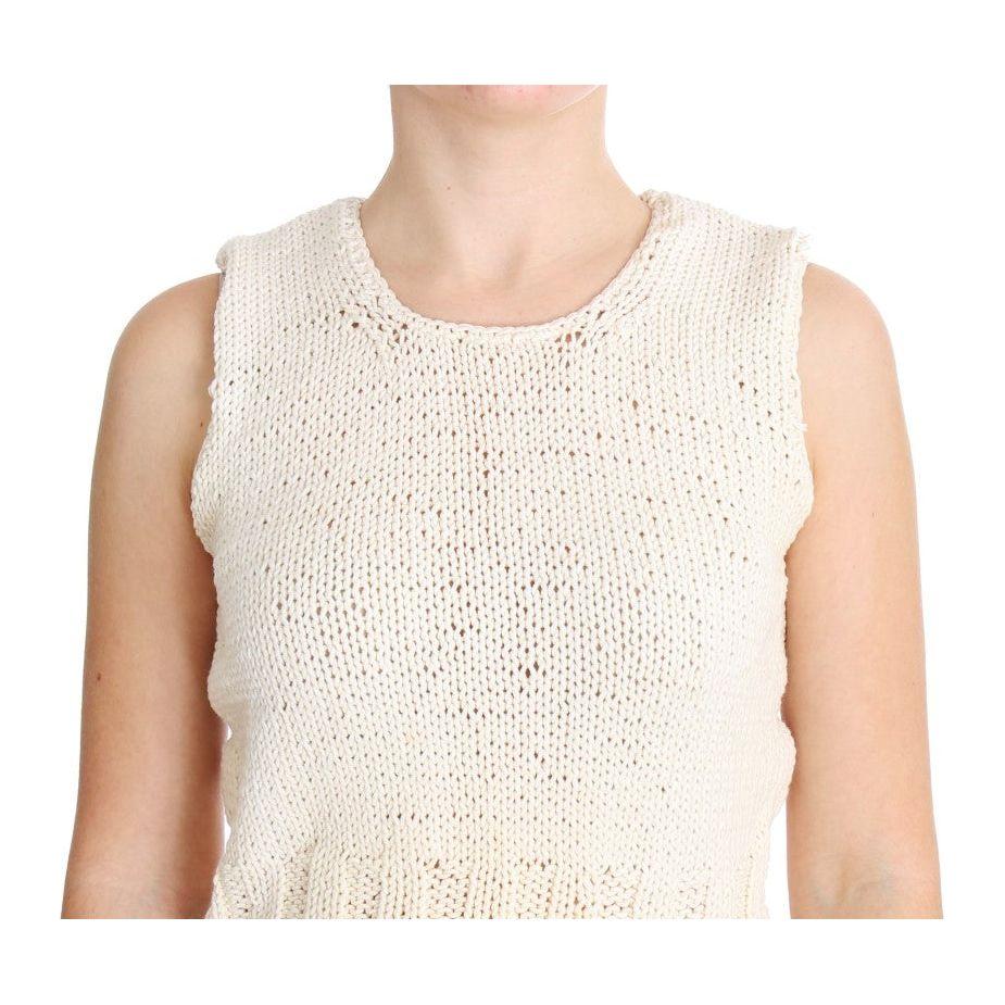 PINK MEMORIES Beige Sleeveless Cotton Blend Vest Sweater PINK MEMORIES Antique White