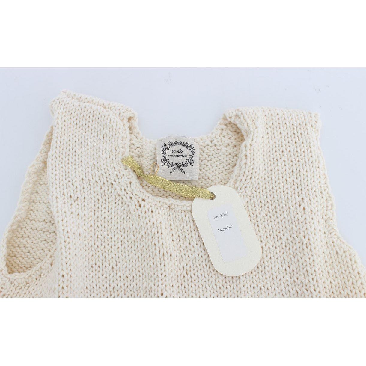 PINK MEMORIES Beige Sleeveless Cotton Blend Vest Sweater PINK MEMORIES Light Gray