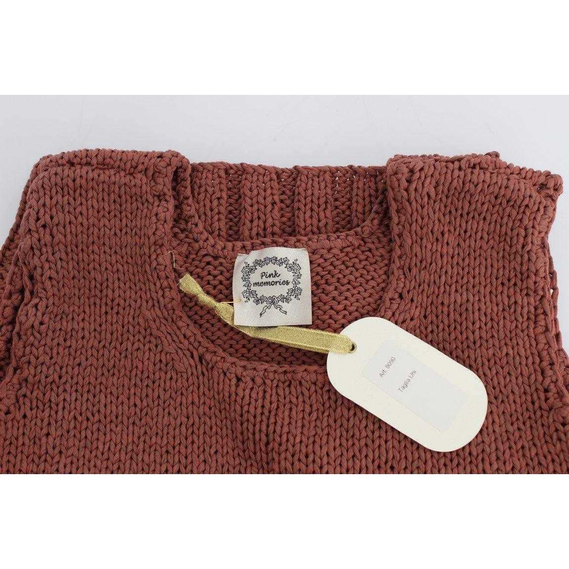PINK MEMORIES Chic Red Sleeveless Knit Vest Sweater PINK MEMORIES Saddle Brown