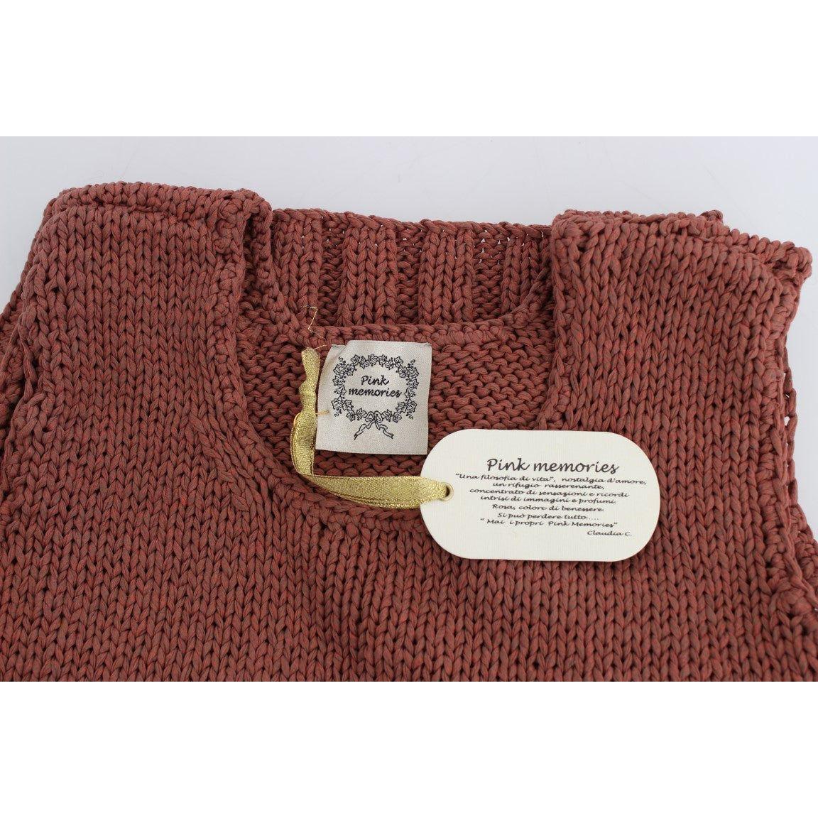 PINK MEMORIES Chic Red Sleeveless Knit Vest Sweater PINK MEMORIES Saddle Brown