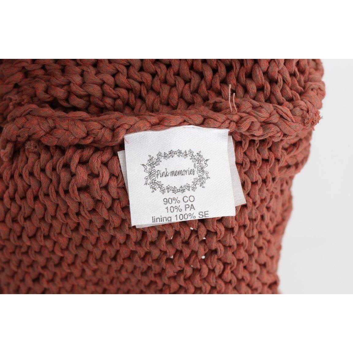 PINK MEMORIES Chic Red Sleeveless Knit Vest Sweater PINK MEMORIES Saddle Brown