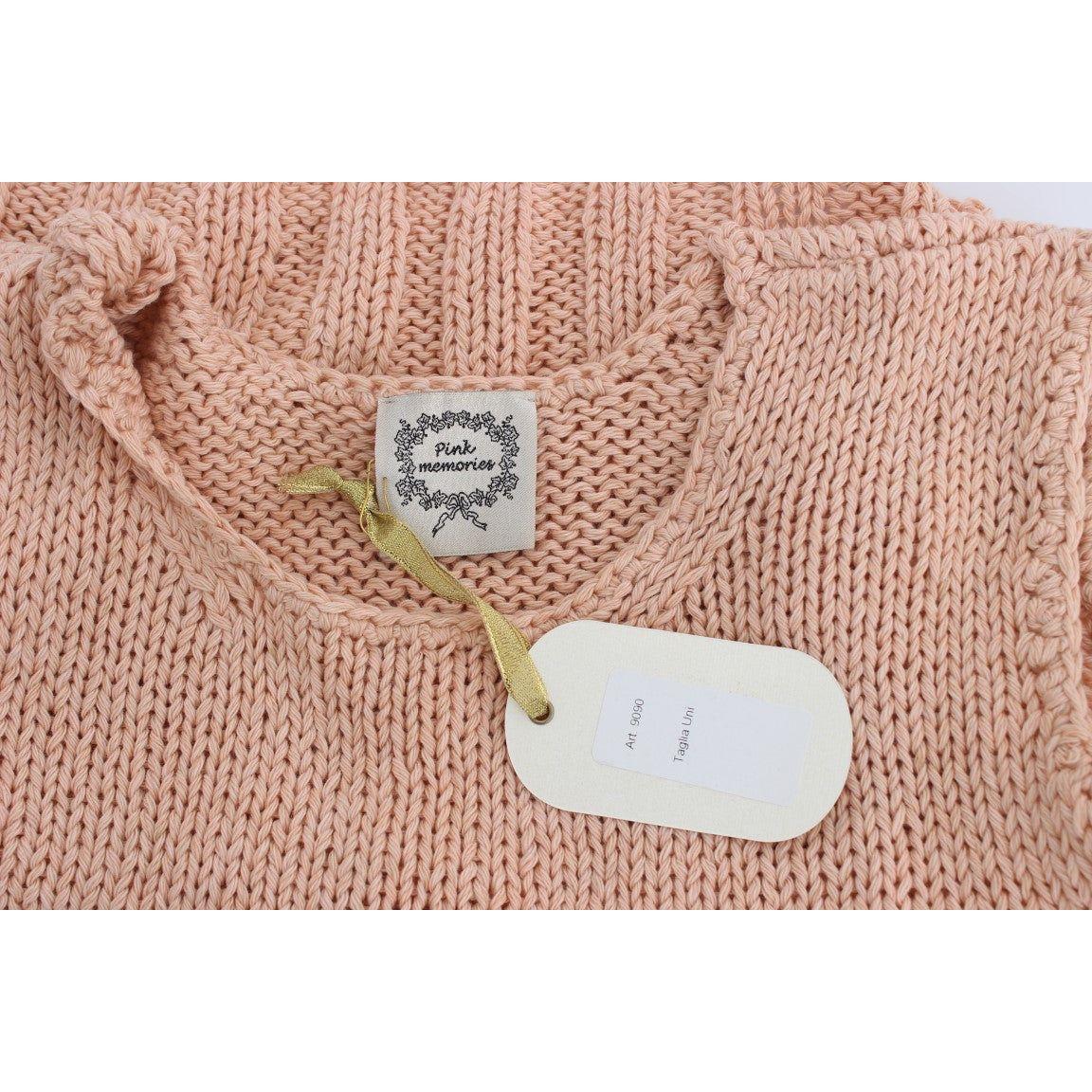 PINK MEMORIES Elegant Pink Knitted Sleeveless Vest Sweater PINK MEMORIES Rosy Brown
