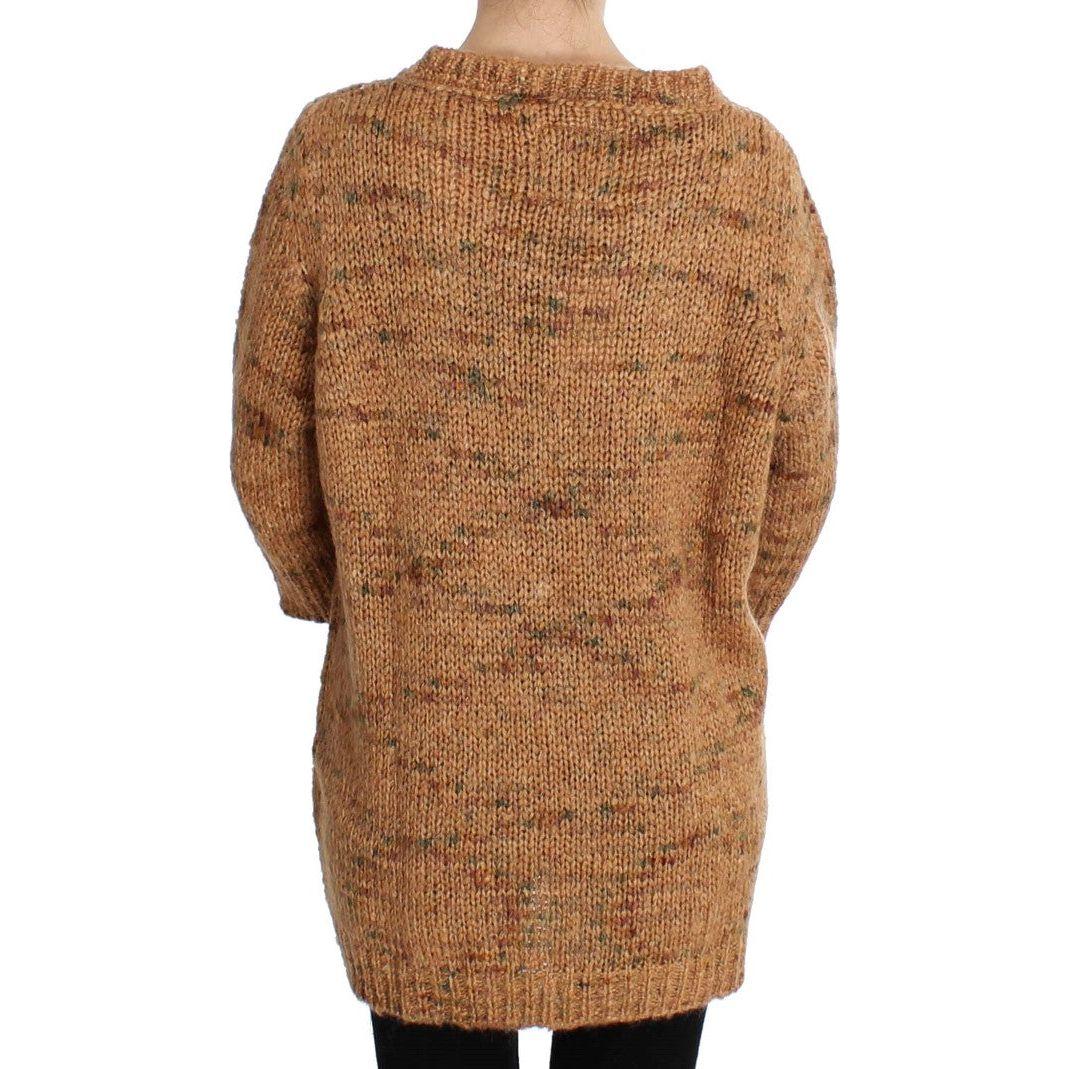 PINK MEMORIES Chic Brown Oversize Knitted V-Neck Sweater PINK MEMORIES Sienna