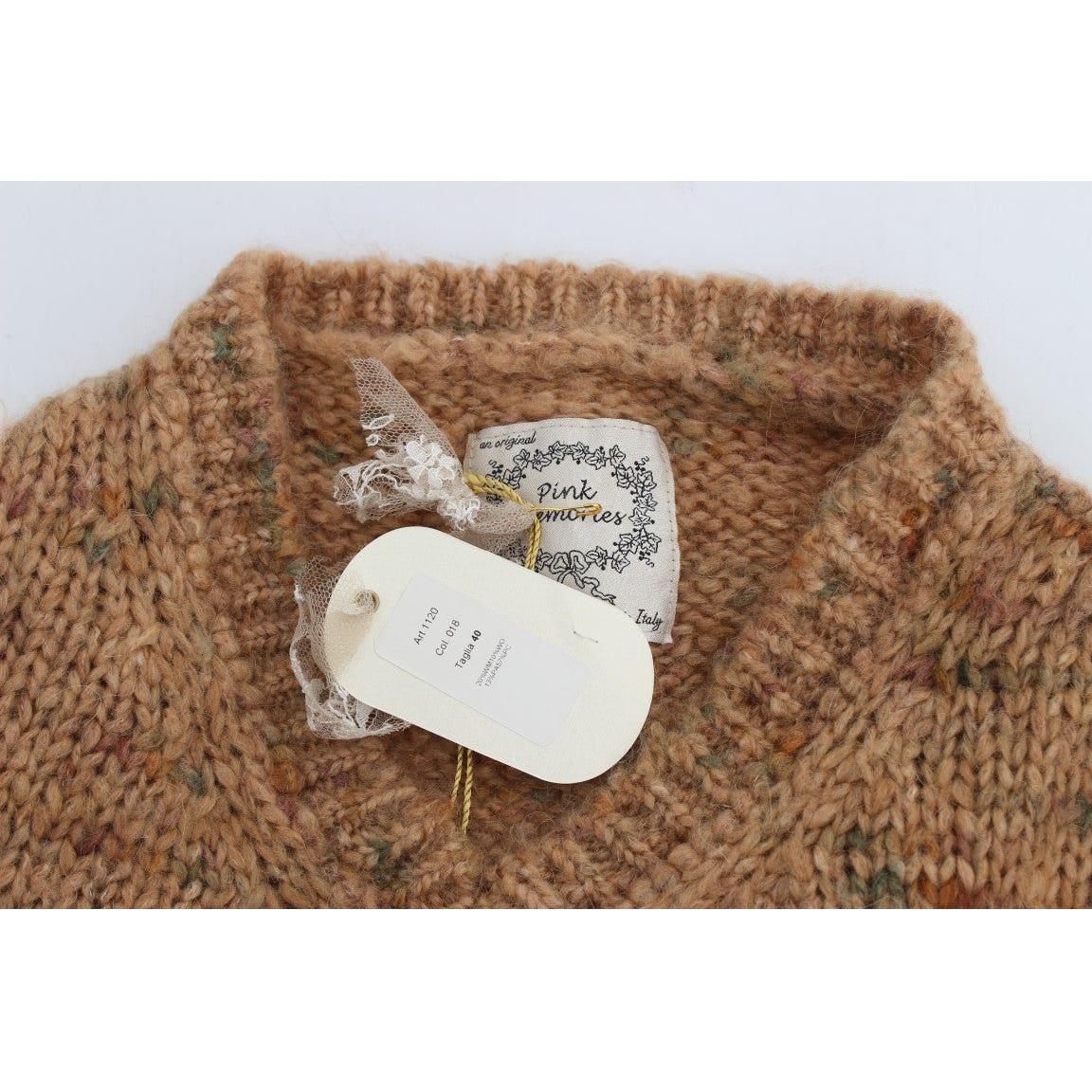 PINK MEMORIES Chic Brown Oversize Knitted V-Neck Sweater PINK MEMORIES Sienna