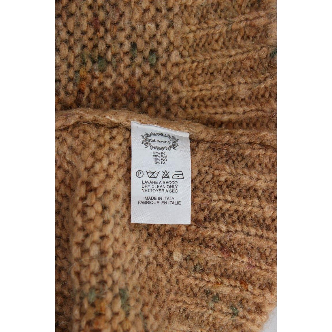 PINK MEMORIES Chic Brown Oversize Knitted V-Neck Sweater PINK MEMORIES Sienna