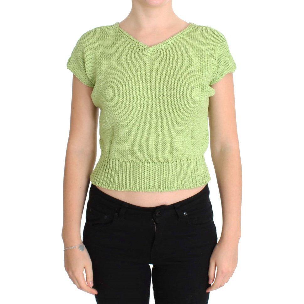 PINK MEMORIES Elegant Green Knitted Sleeveless Vest Sweater PINK MEMORIES Tan