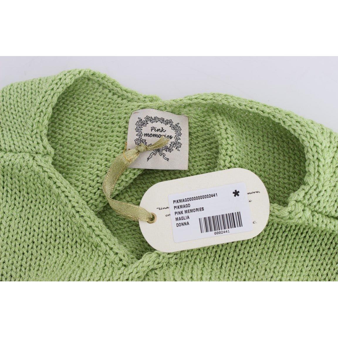 PINK MEMORIES Elegant Green Knitted Sleeveless Vest Sweater PINK MEMORIES Dark Sea Green