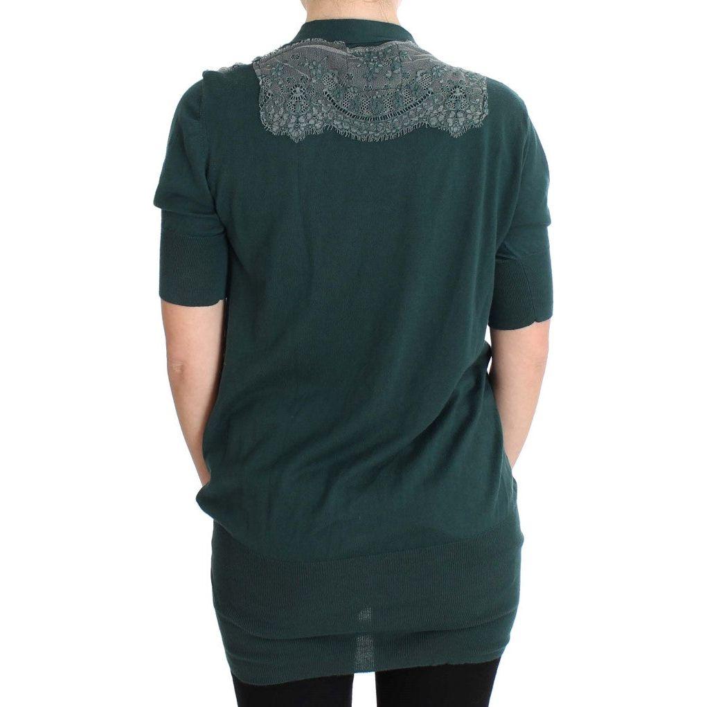 PINK MEMORIES Elegant Green Lace Cardigan Sweater PINK MEMORIES Dark Slate Gray