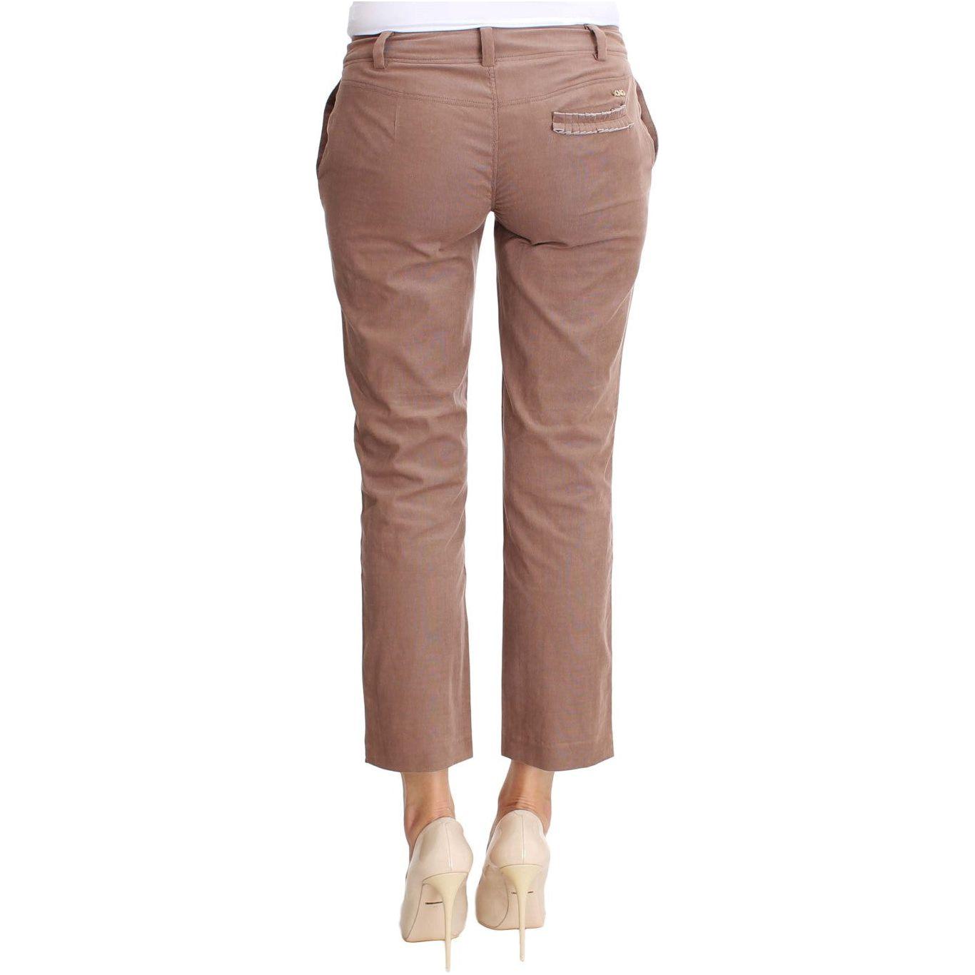 Costume National Chic Brown Cropped Corduroy Pants Costume National Dim Gray