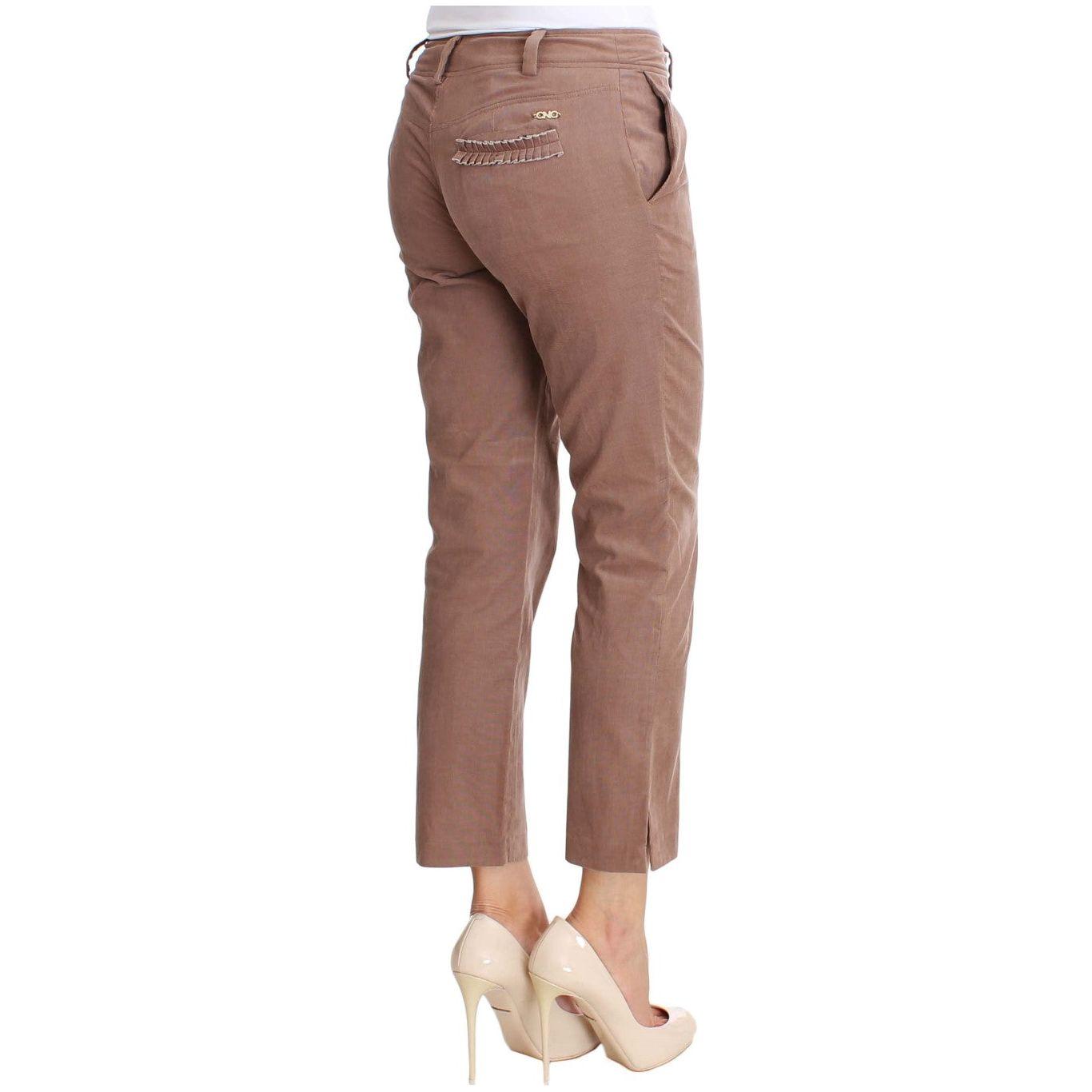 Costume National Chic Brown Cropped Corduroy Pants Costume National Dim Gray