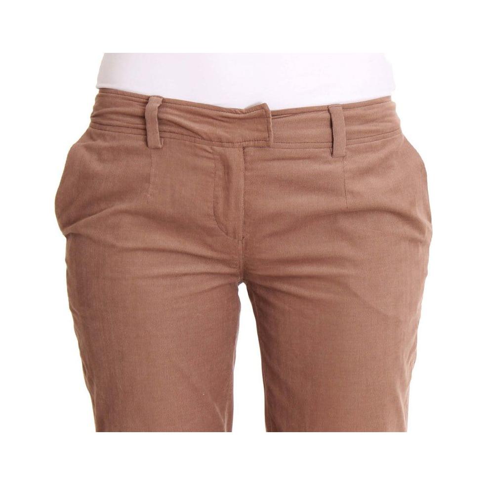 Costume National Chic Brown Cropped Corduroy Pants Costume National Dim Gray
