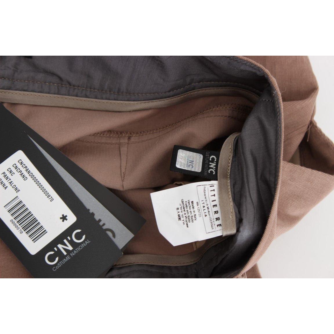 Costume National Chic Brown Cropped Corduroy Pants Costume National Dark Slate Gray