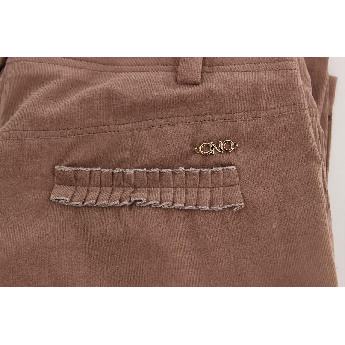 Costume National Chic Brown Cropped Corduroy Pants Costume National Dim Gray