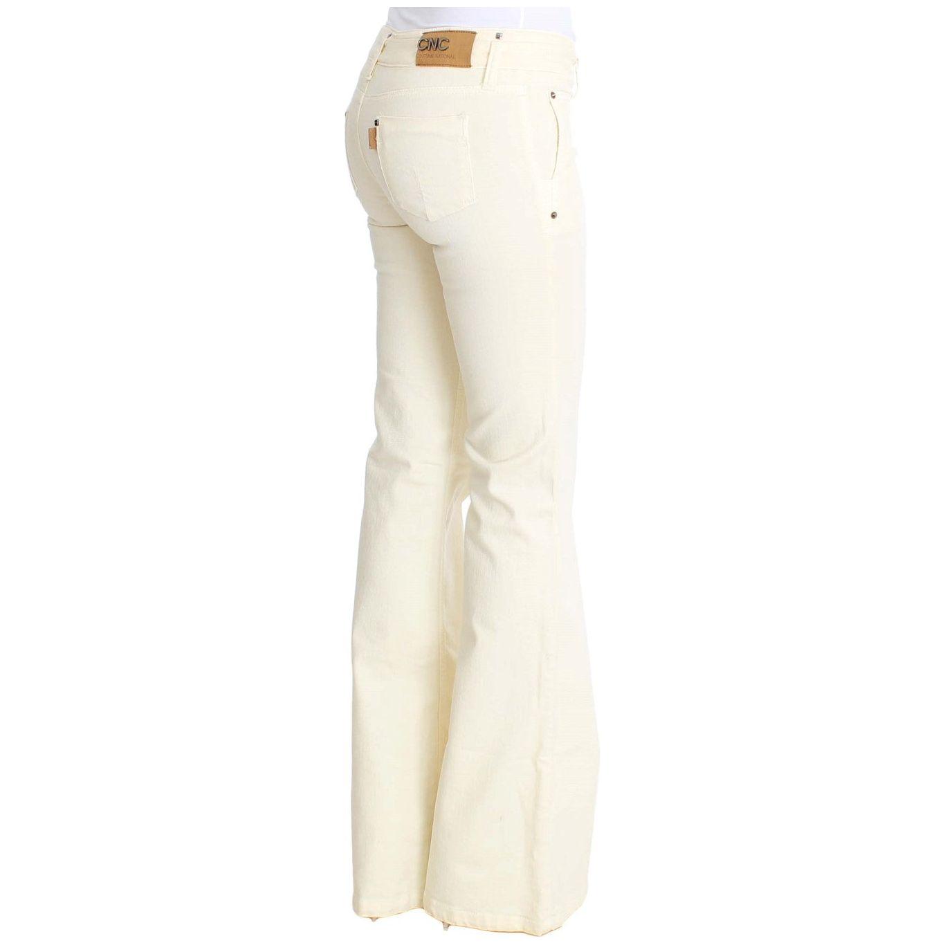 Costume National Chic Off-White Flared Designer Jeans Costume National Antique White