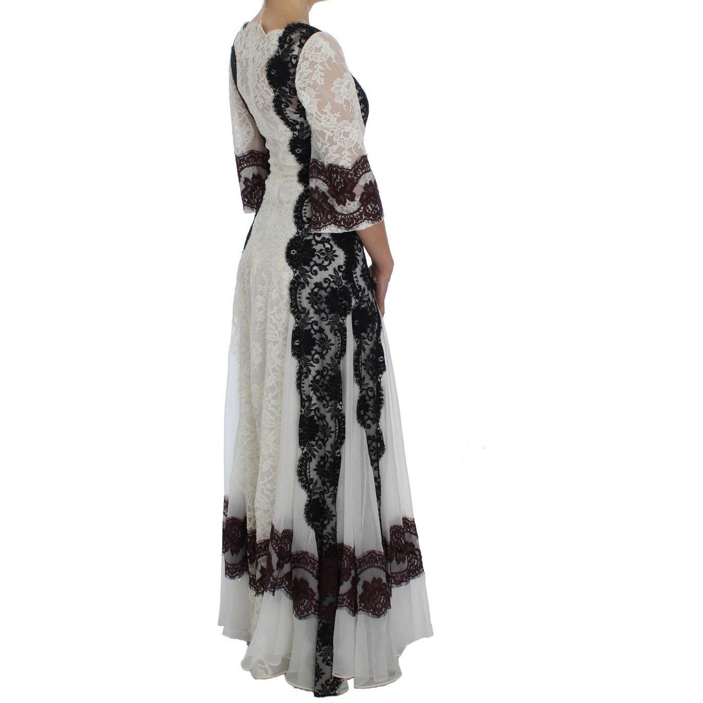 Dolce & Gabbana Floral Lace Silk Blend Maxi Dress Dolce & Gabbana Dark Gray