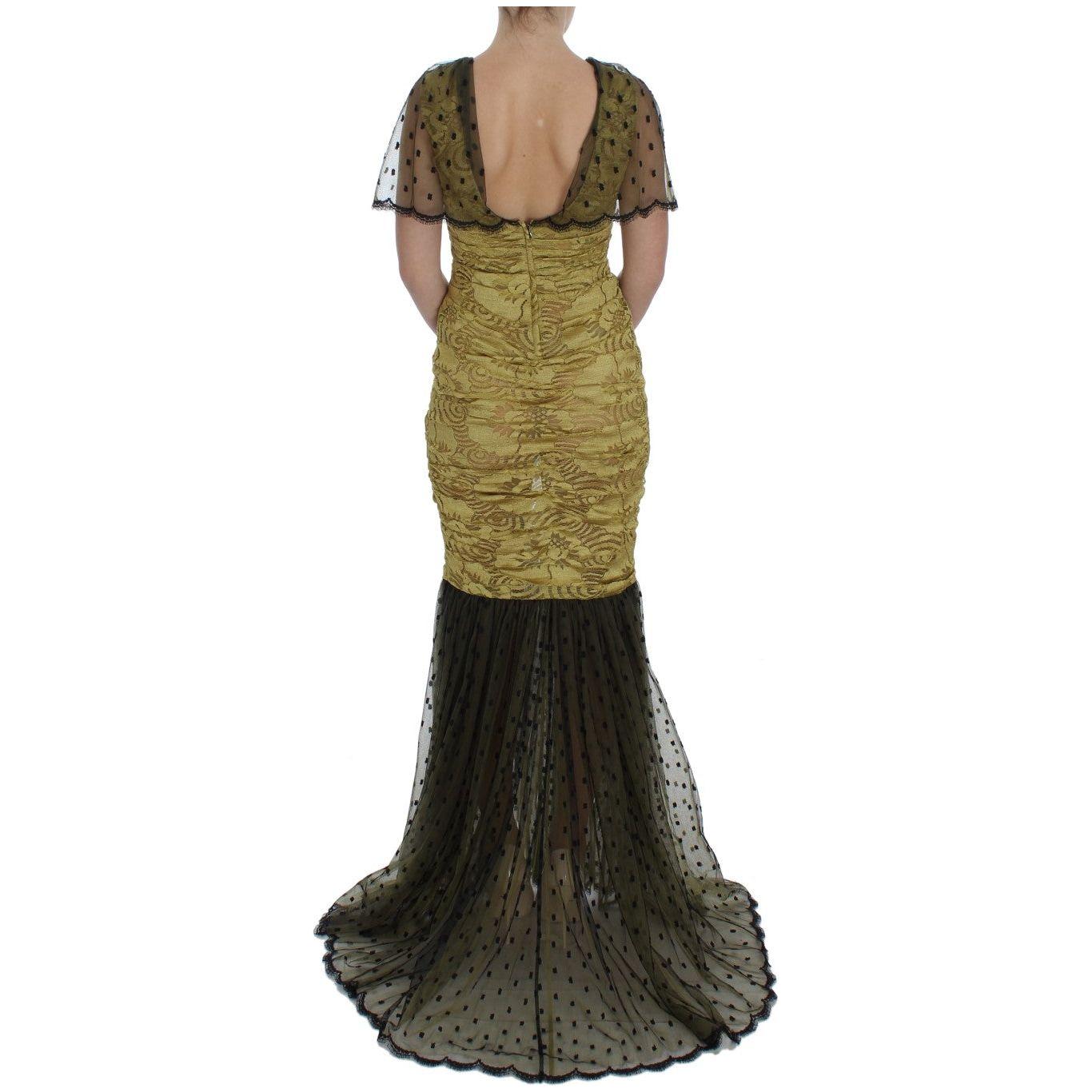 Dolce & Gabbana Yellow Floral Lace Sheath Dress Dolce & Gabbana Dark Slate Gray