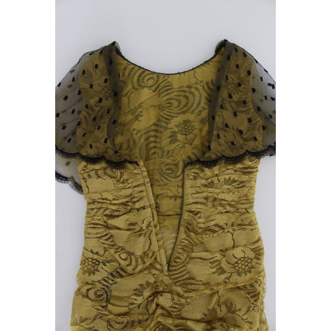 Dolce & Gabbana Yellow Floral Lace Sheath Dress Dolce & Gabbana Dark Olive Green