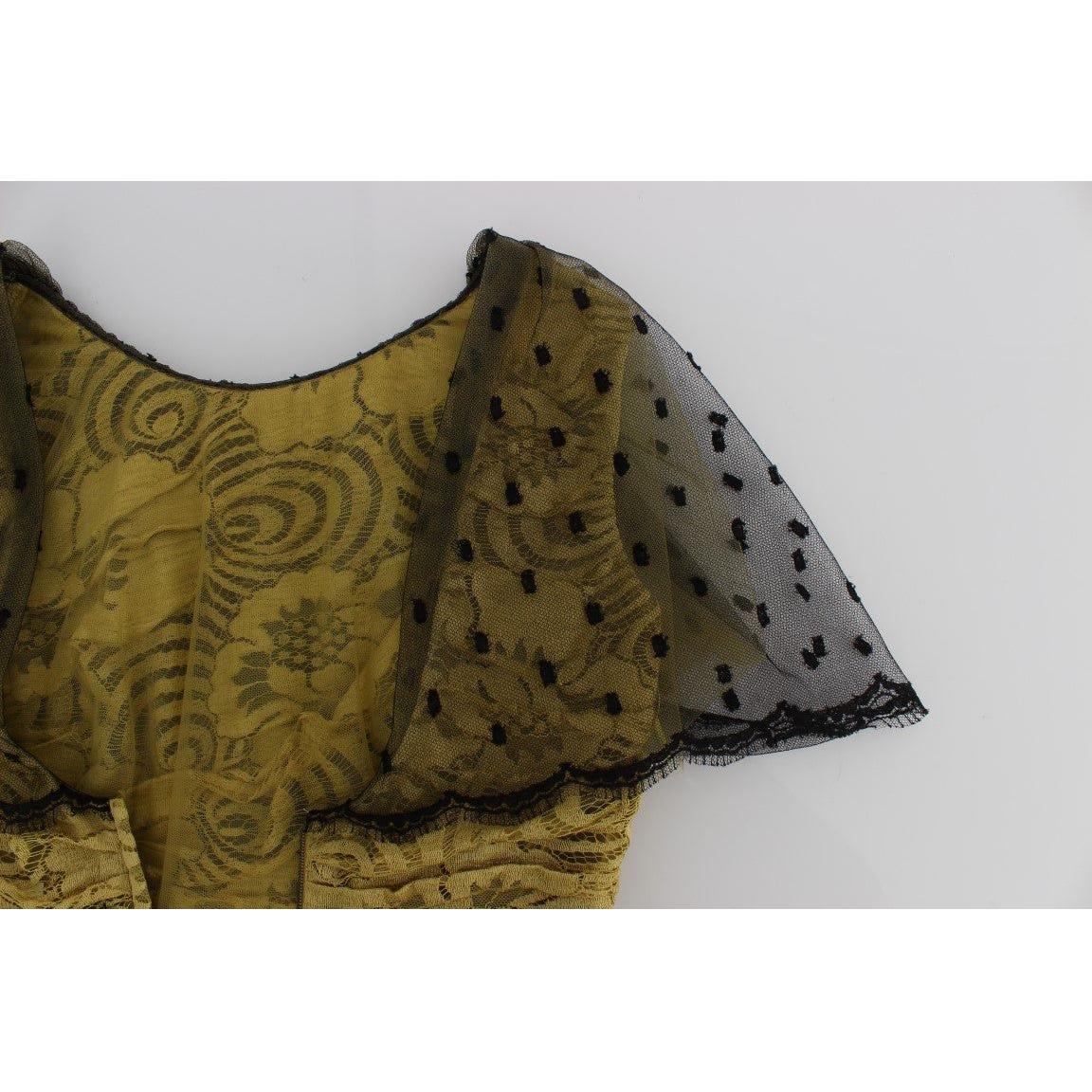 Dolce & Gabbana Yellow Floral Lace Sheath Dress Dolce & Gabbana Dark Olive Green