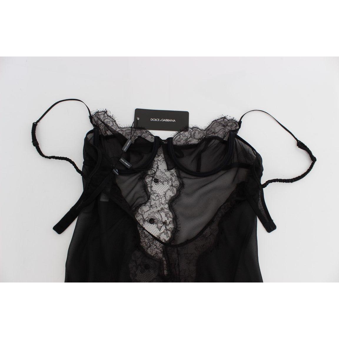 Dolce & Gabbana Elegant Black Silk Lace Lingerie Chemise Dolce & Gabbana Light Gray