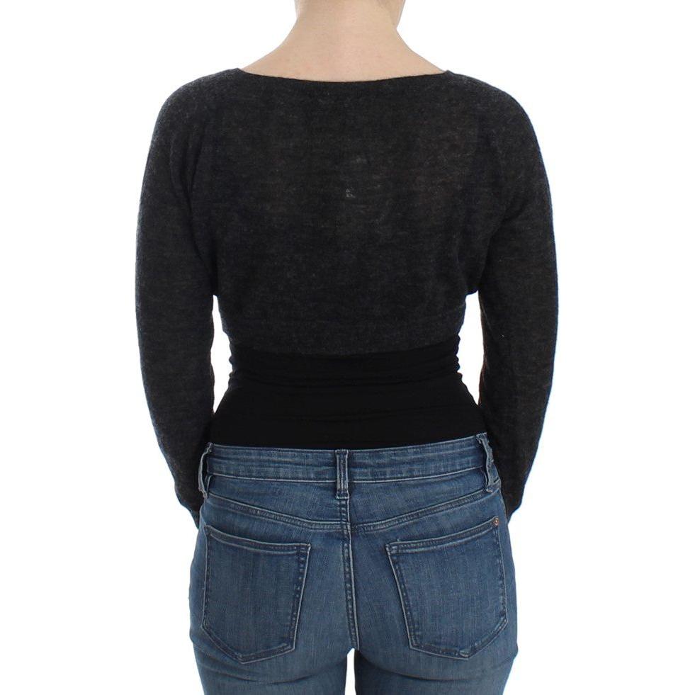 Ermanno Scervino Chic Cropped Alpaca Wool Sweater Ermanno Scervino Dark Slate Gray