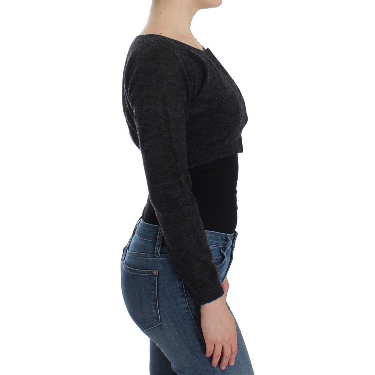 Ermanno Scervino Chic Cropped Alpaca Wool Sweater Ermanno Scervino Dark Slate Gray