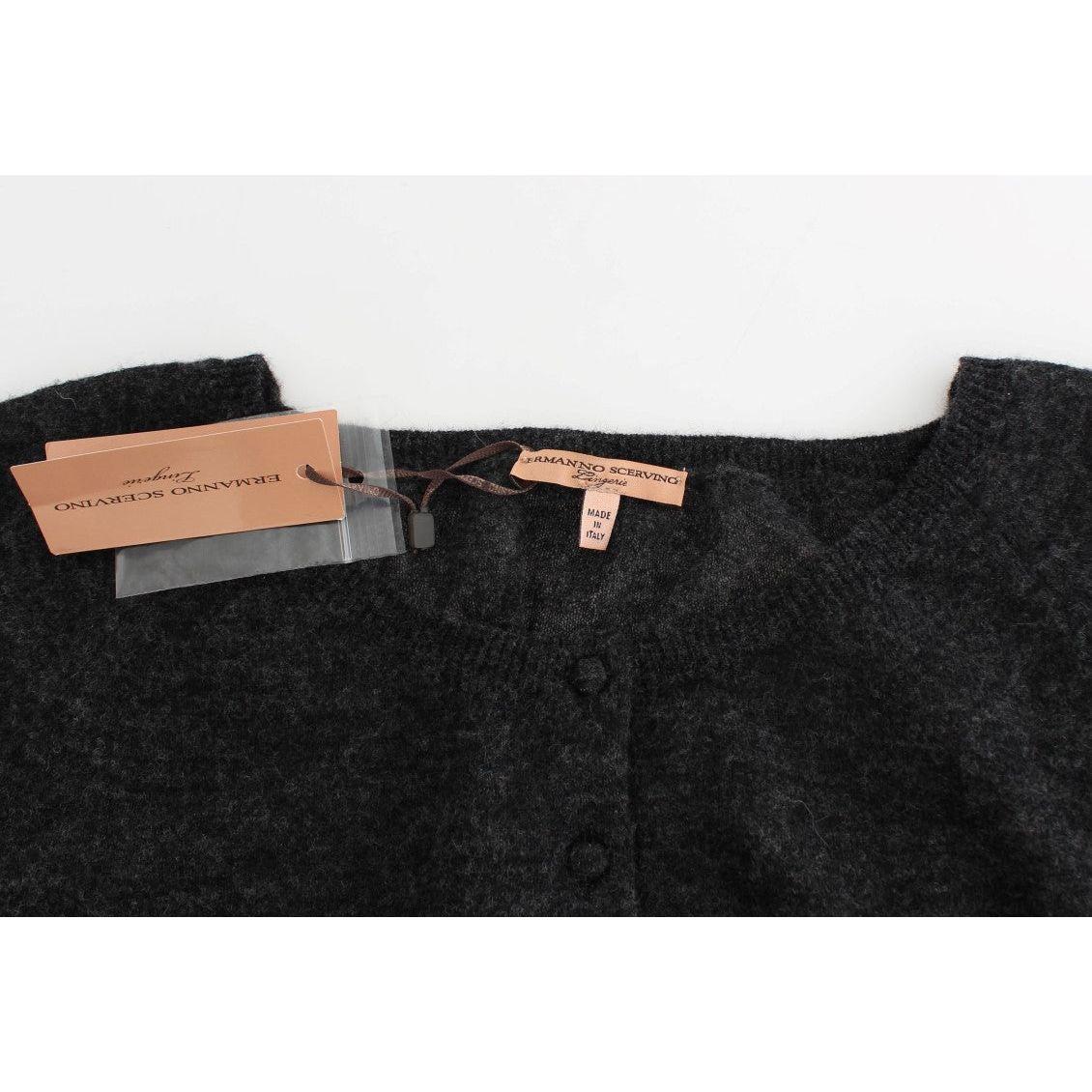 Ermanno Scervino Chic Cropped Alpaca Wool Sweater Ermanno Scervino Black
