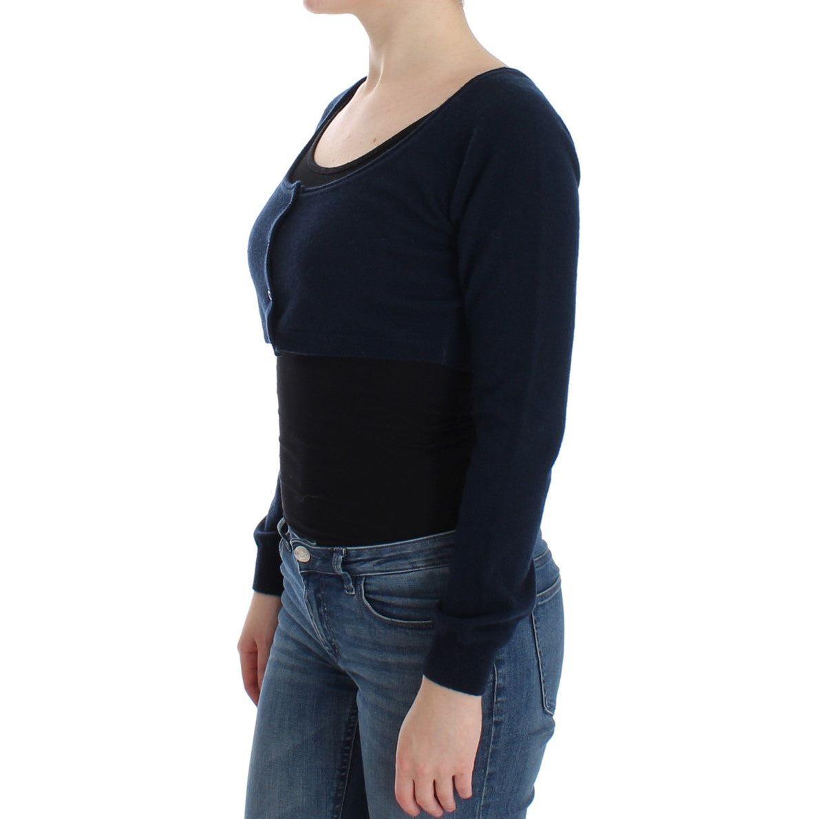 Ermanno Scervino Chic Cashmere-Blend Cropped Sweater in Blue Ermanno Scervino Dark Slate Gray