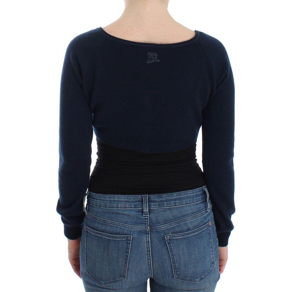 Ermanno Scervino Chic Cashmere-Blend Cropped Sweater in Blue Ermanno Scervino Dark Slate Gray