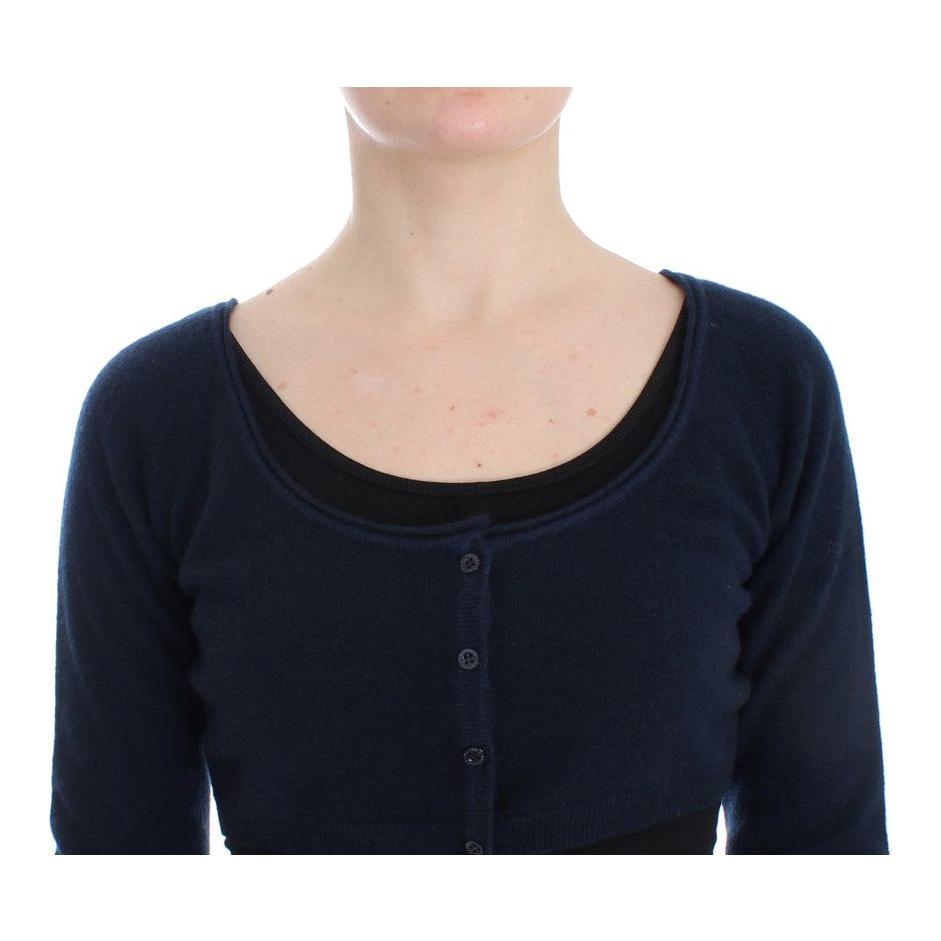 Ermanno Scervino Chic Cashmere-Blend Cropped Sweater in Blue Ermanno Scervino Gray