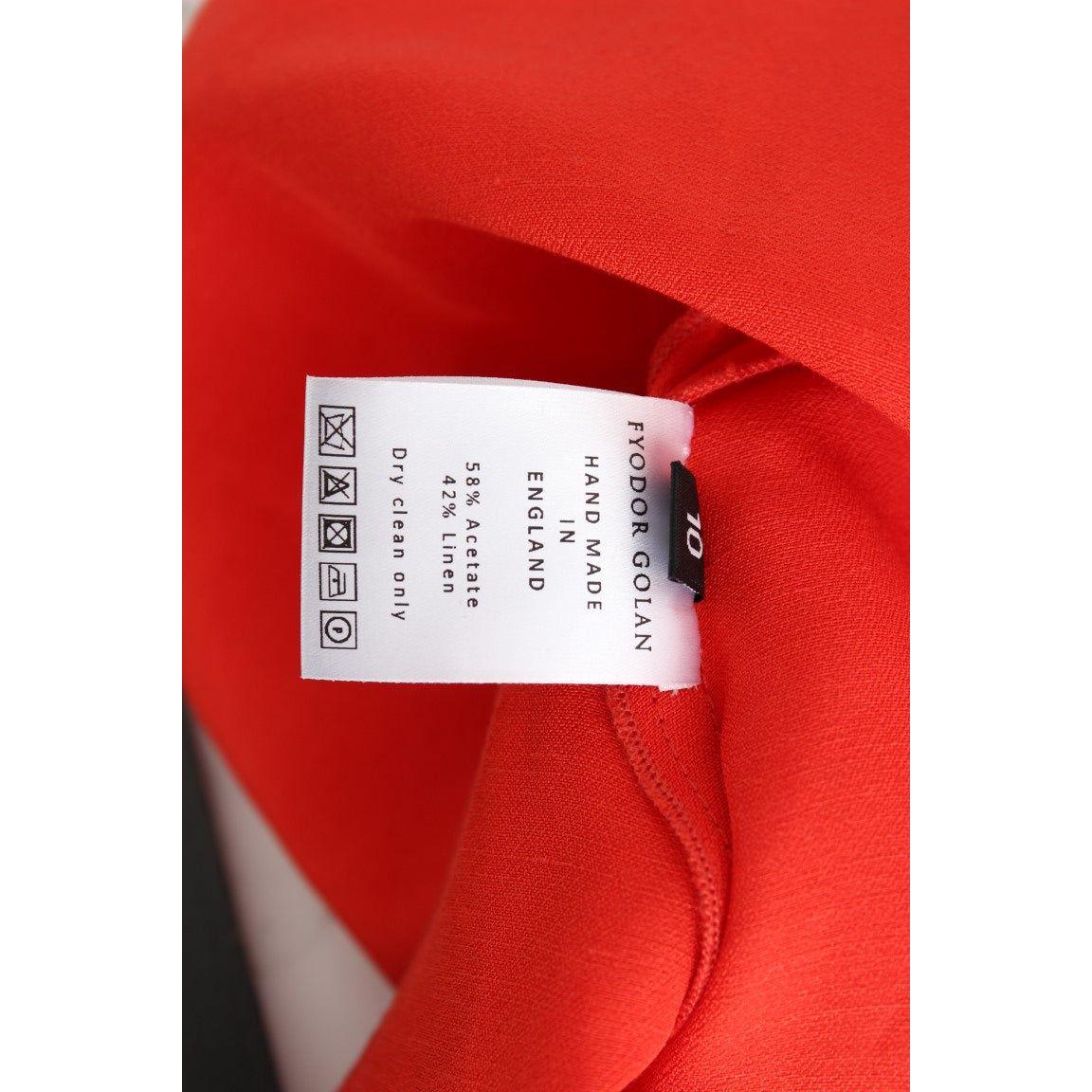 Fyodor Golan Radiant Red Linen Blend Artisan Dress Fyodor Golan Firebrick
