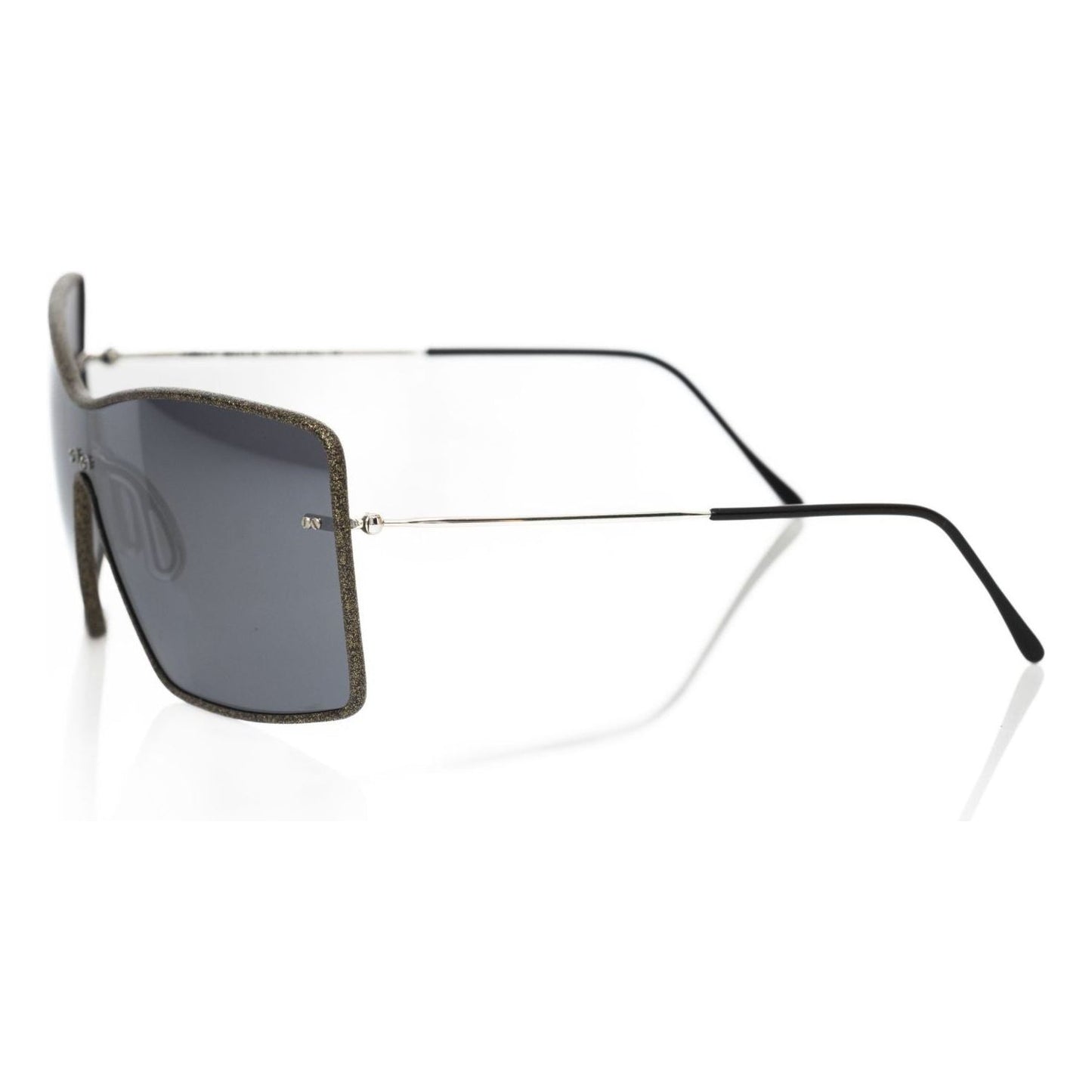 Frankie Morello Black Metallic Women Sunglass Frankie Morello Dim Gray
