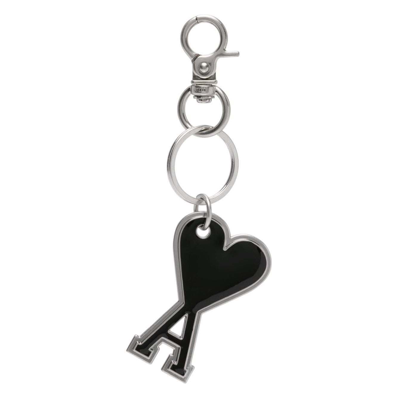 Ami Paris Keychains Black Small Leather Goods Ami Paris Black