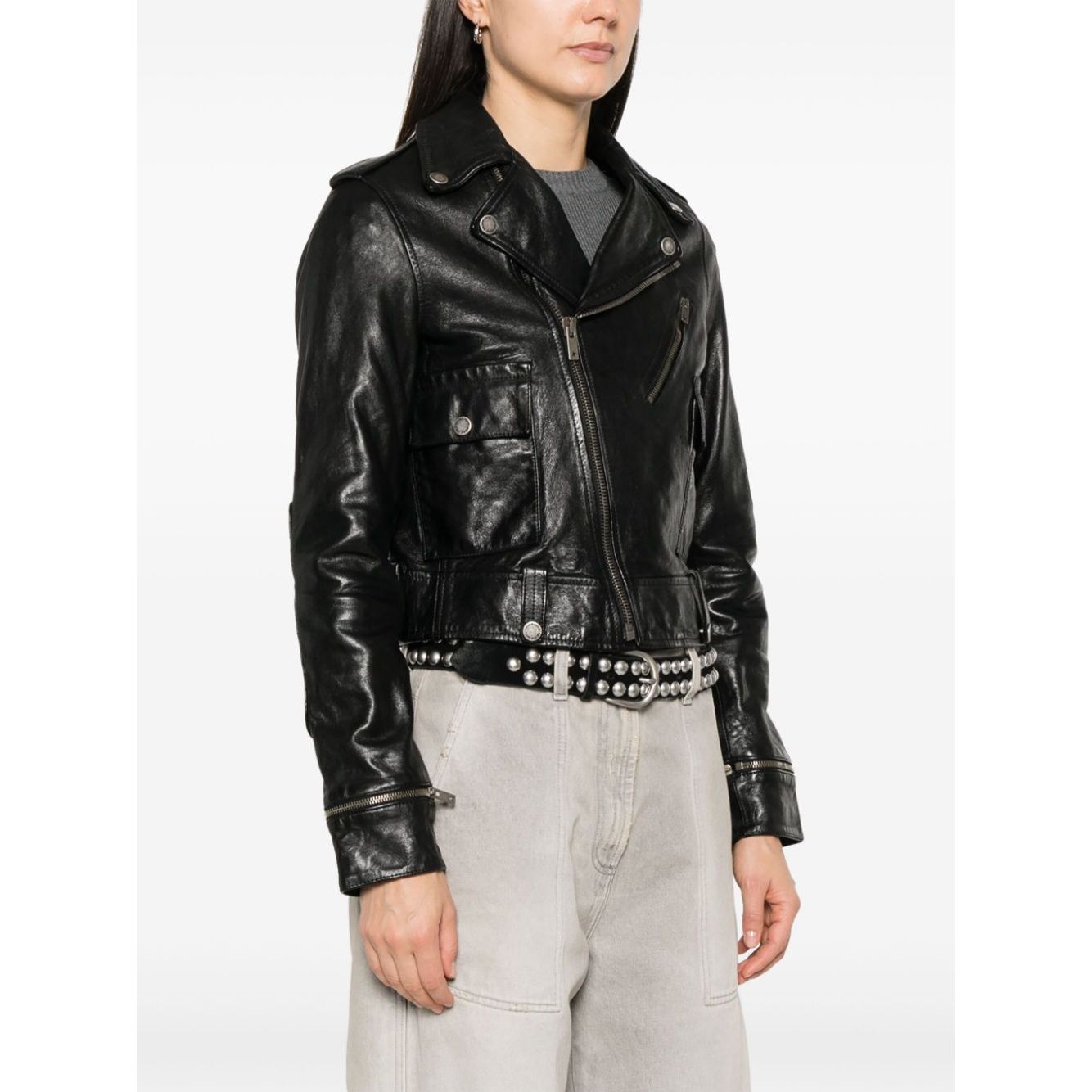 Golden Goose leather jacket with shiny effect Jackets
