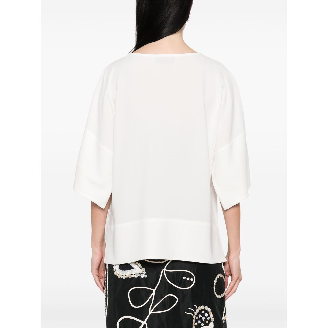 Alberto Biani Blouse with teardrop opening Shirts Alberto Biani White Smoke